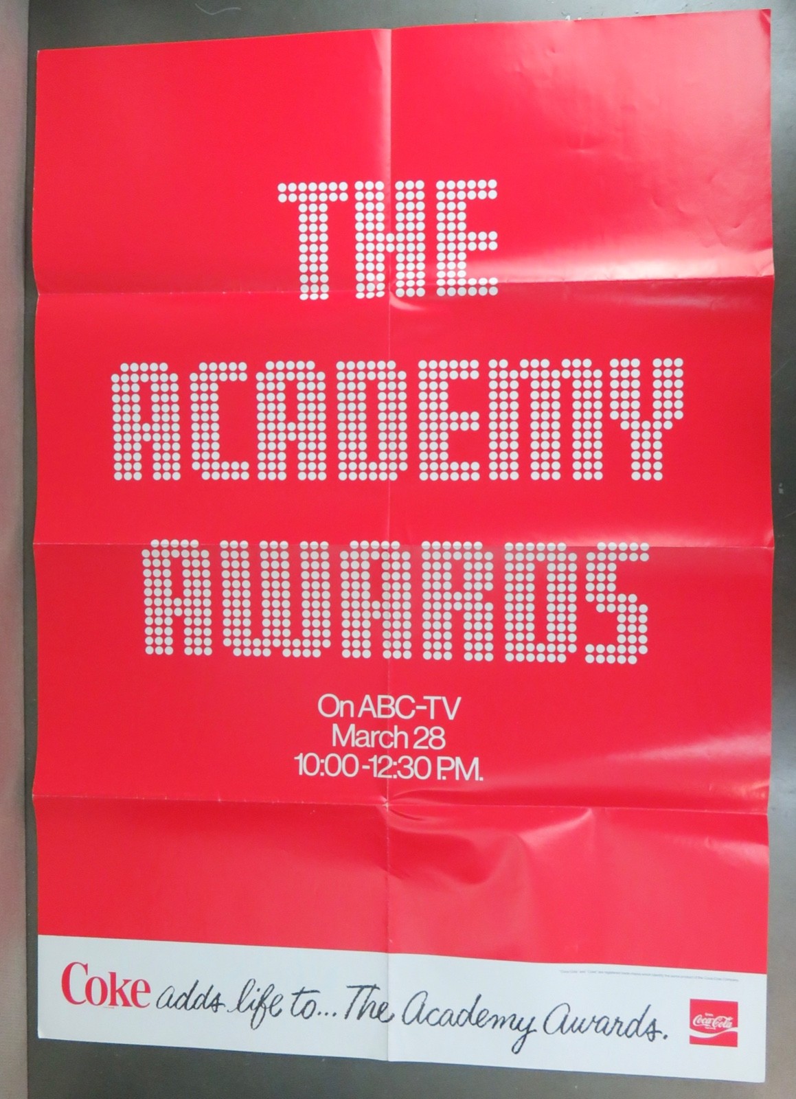 1977 ACADEMY AWARDS COCA COLA POSTER 23X33 ORIGINAL – RARE RARE