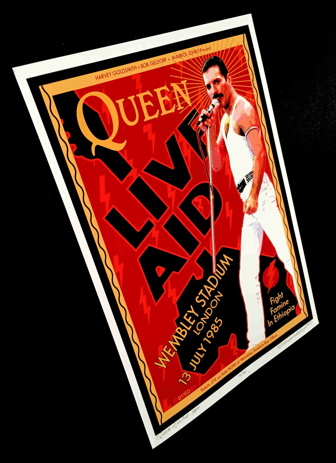 QUEEN Poster Live Aid 1985 Wembley Arena Hand-Signed Tribute David Byrd S/N COA