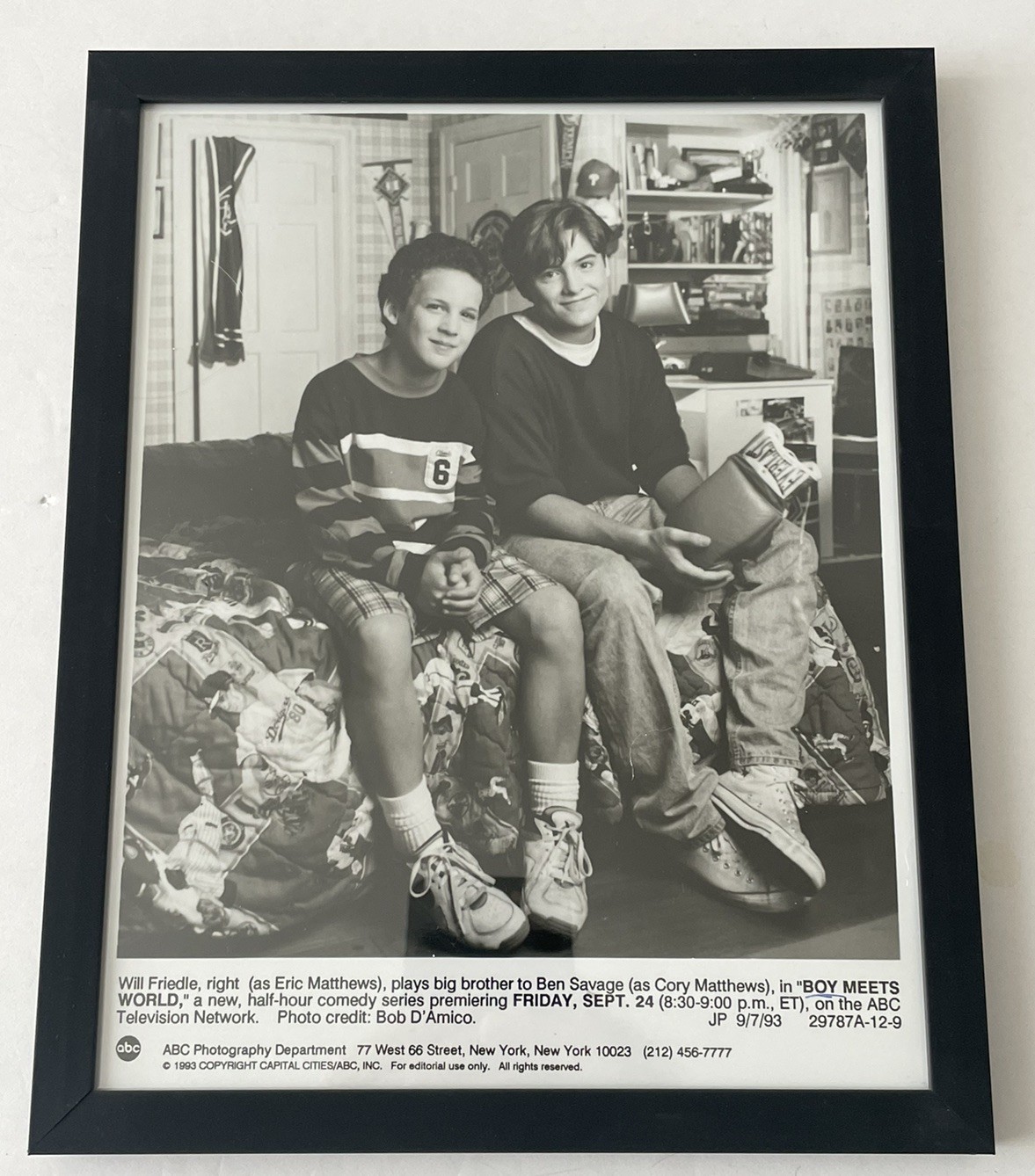 Vintage 1993 Boy Meets World Framed Press Photo Cory Eric Original Picture 7×9