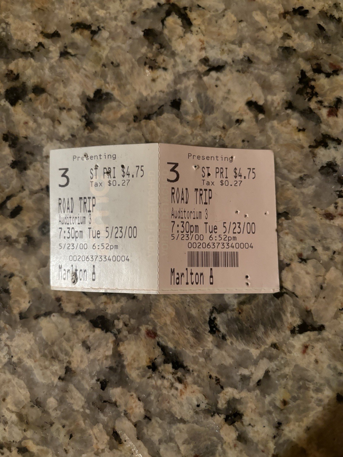 ROAD TRIP MOVIE TICKET STUB 5/23/00 AMC