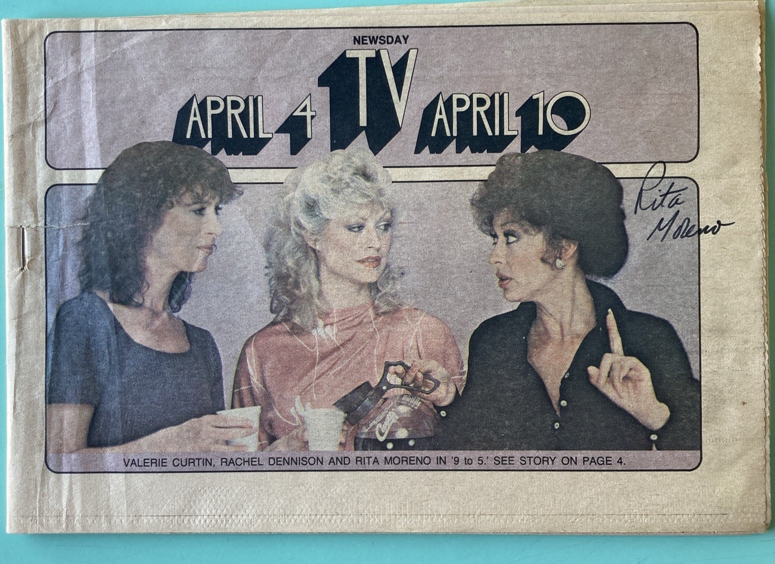 Rita Moreno Signed Newsday Local TV Guide April 4 1982 LI NY Edit 9 to 5 Series