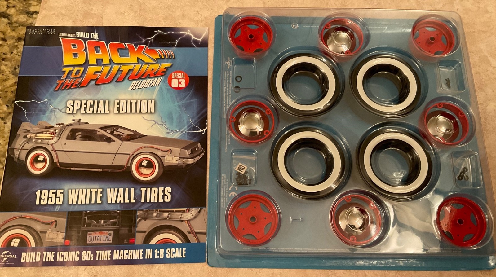 HTF ISSUE SPO03 WHITE WALL TIRE SPECIAL EAGLEMOSS BACK TO THE FUTURE DELOREAN
