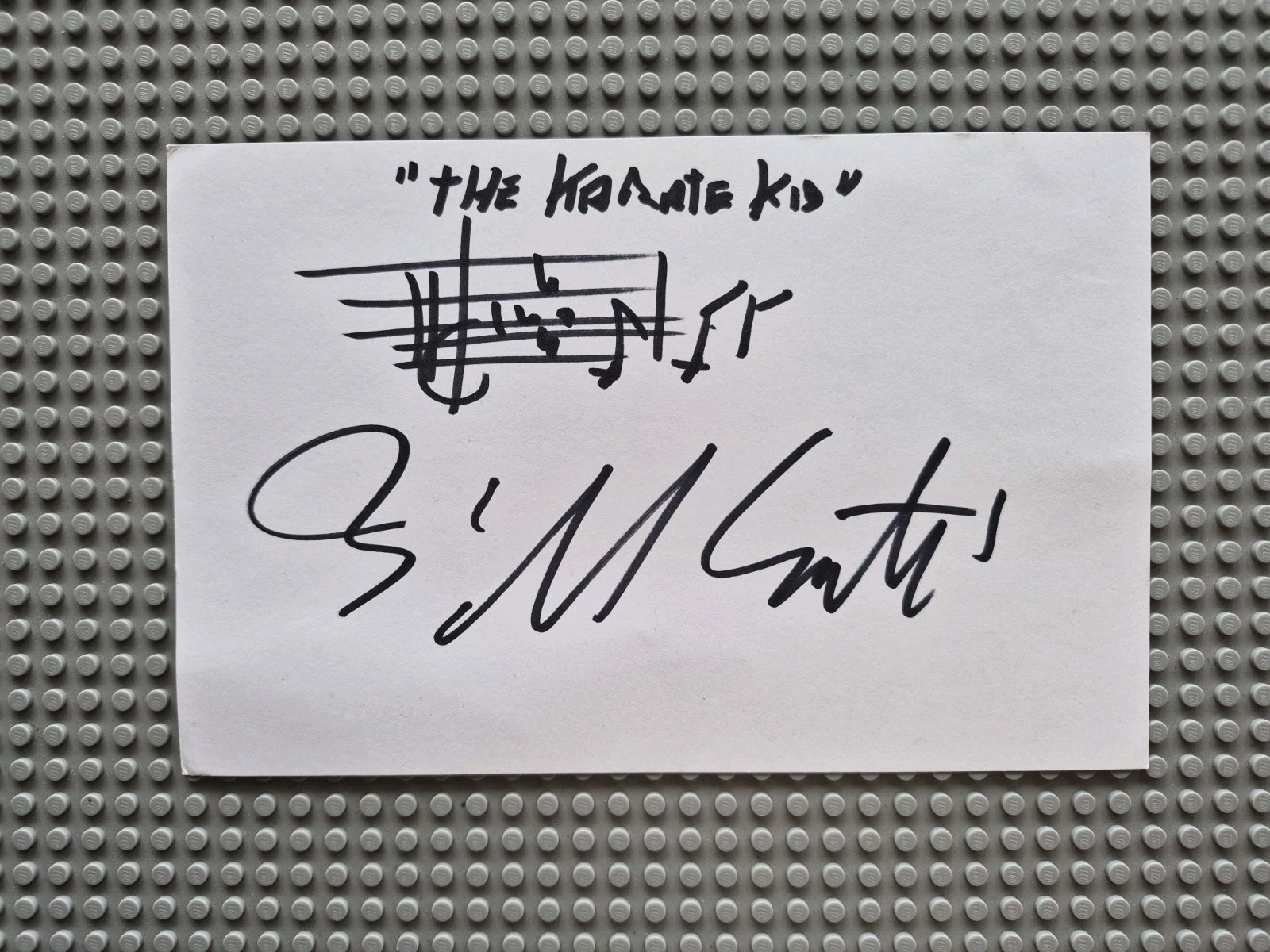 Bill Conti signed, autographed, musical quote from ” The Karate Kid ” 5.5 X 8.5