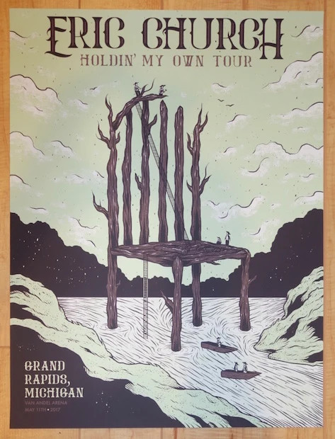 2017 Eric Church – Grand Rapids Silkscreen Concert Poster by Logan Schmitt