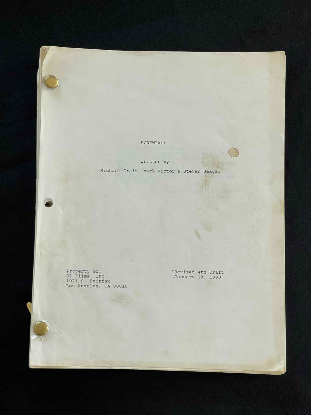 Original 1990 Marked For Death (ScrewFace) SP Films Movie Script 4th Draft