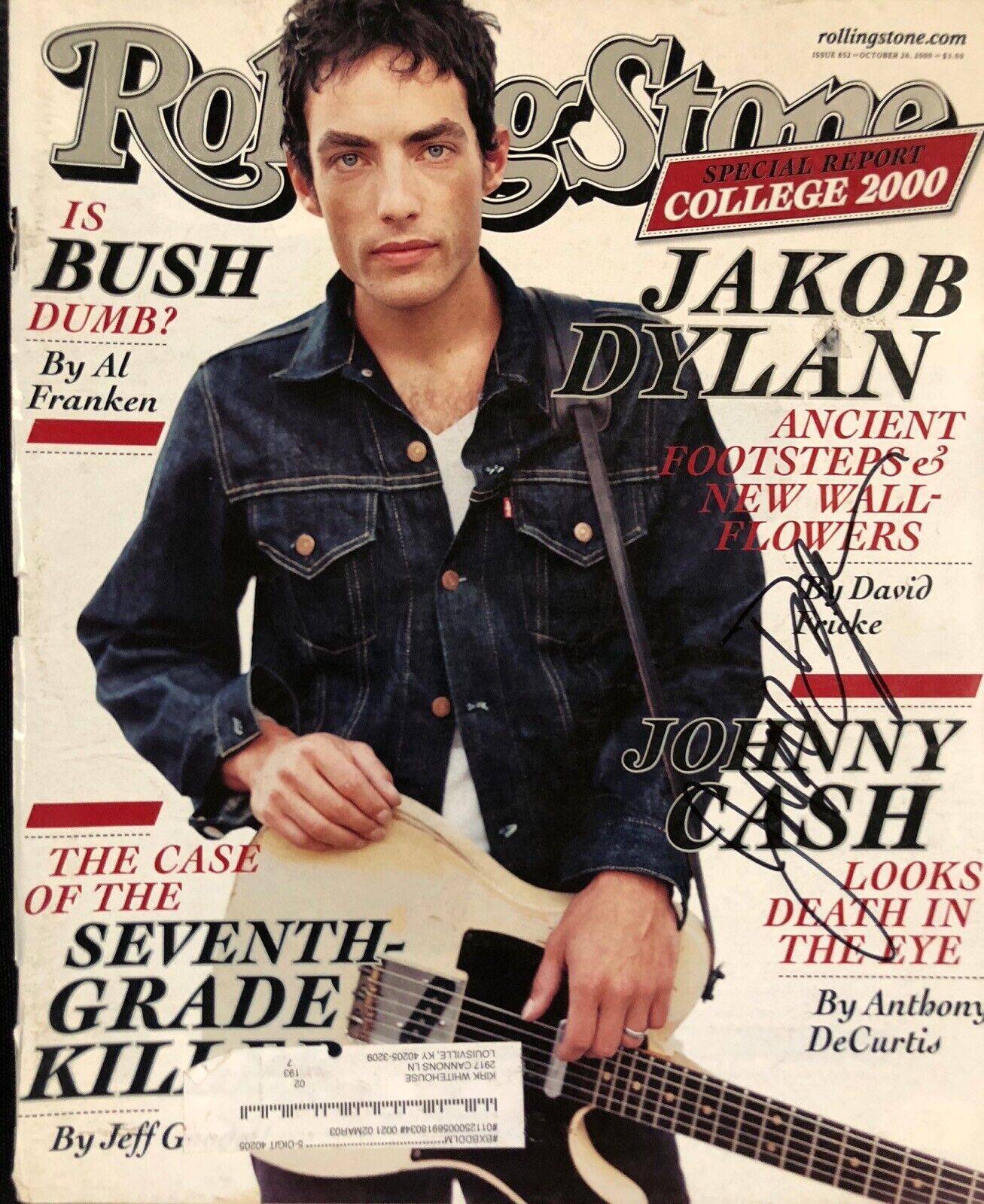 JAKOB DYLAN SIGNED ROLLING STONE MAGAZINE! JSA AUTHENTICATION! 