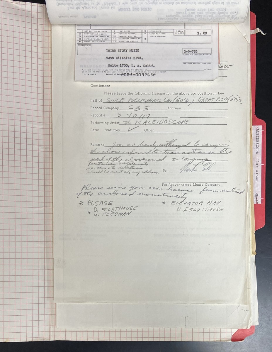 KALEIDOSCOPE Side Trips 1967 Original Lot Of 70+ Page Legal Contract Documents