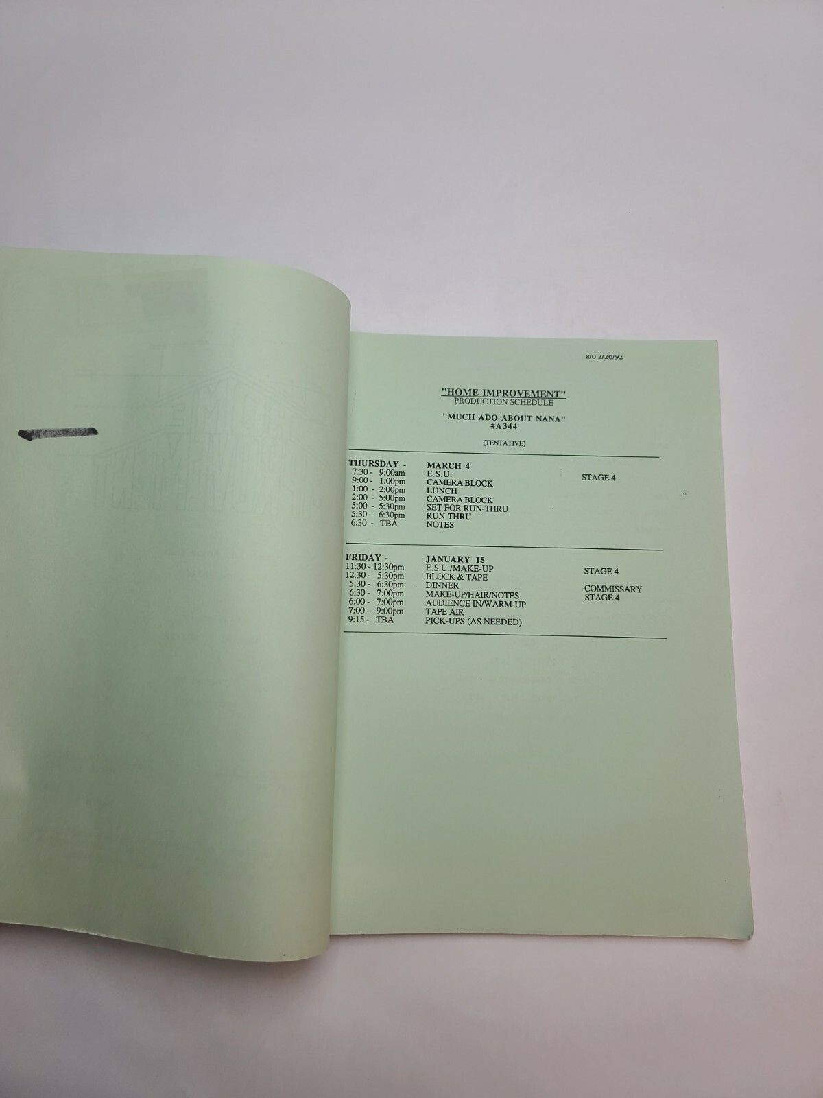 HOME IMPROVEMENT / Howard J. Morris 1993 TV Script, “Much Ado About Nana”