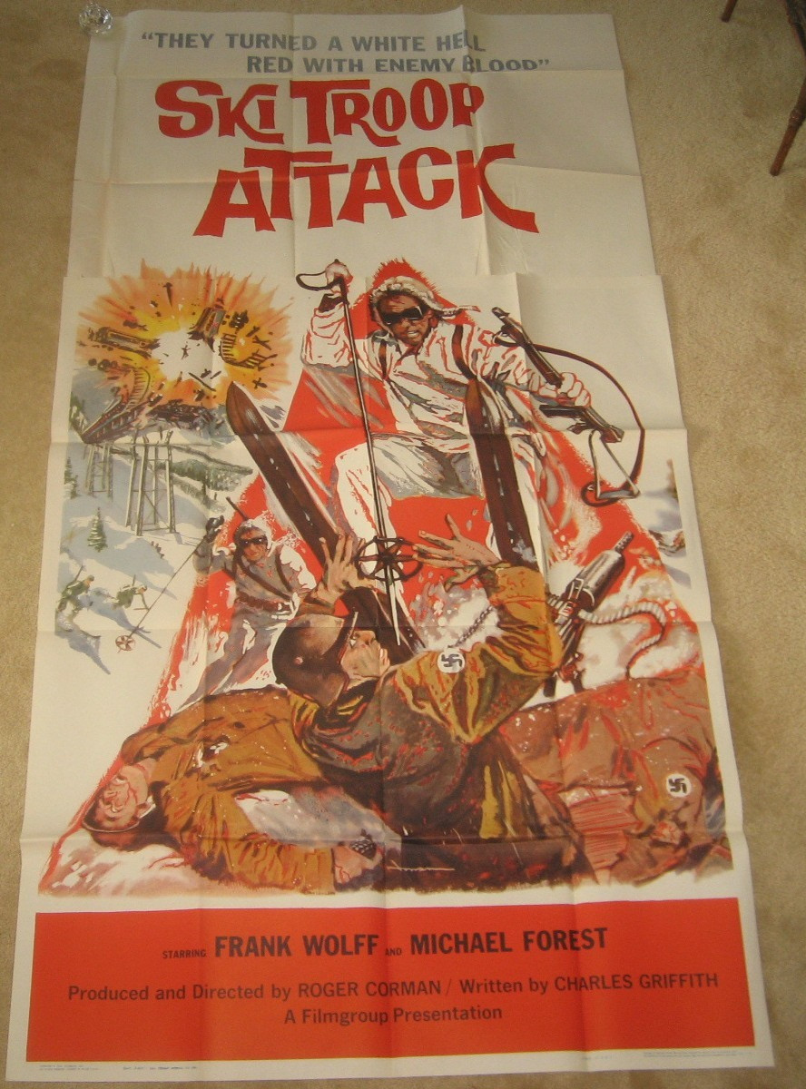 SKI TROOP ATTACK 1960 – Roger Corman / WW II thriller 3 SHEET