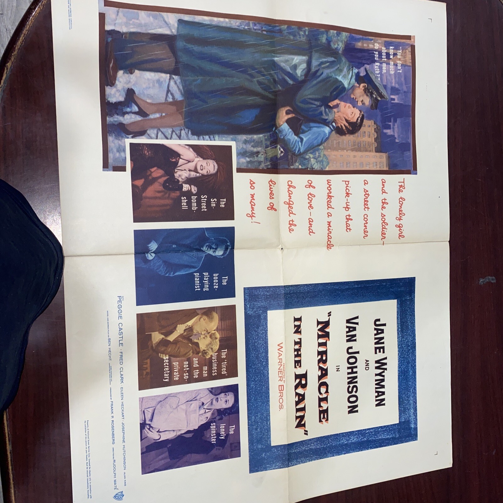 1956 Miracle in the Rain Original 1SH Movie Poster Jane Wyman Van Johnson