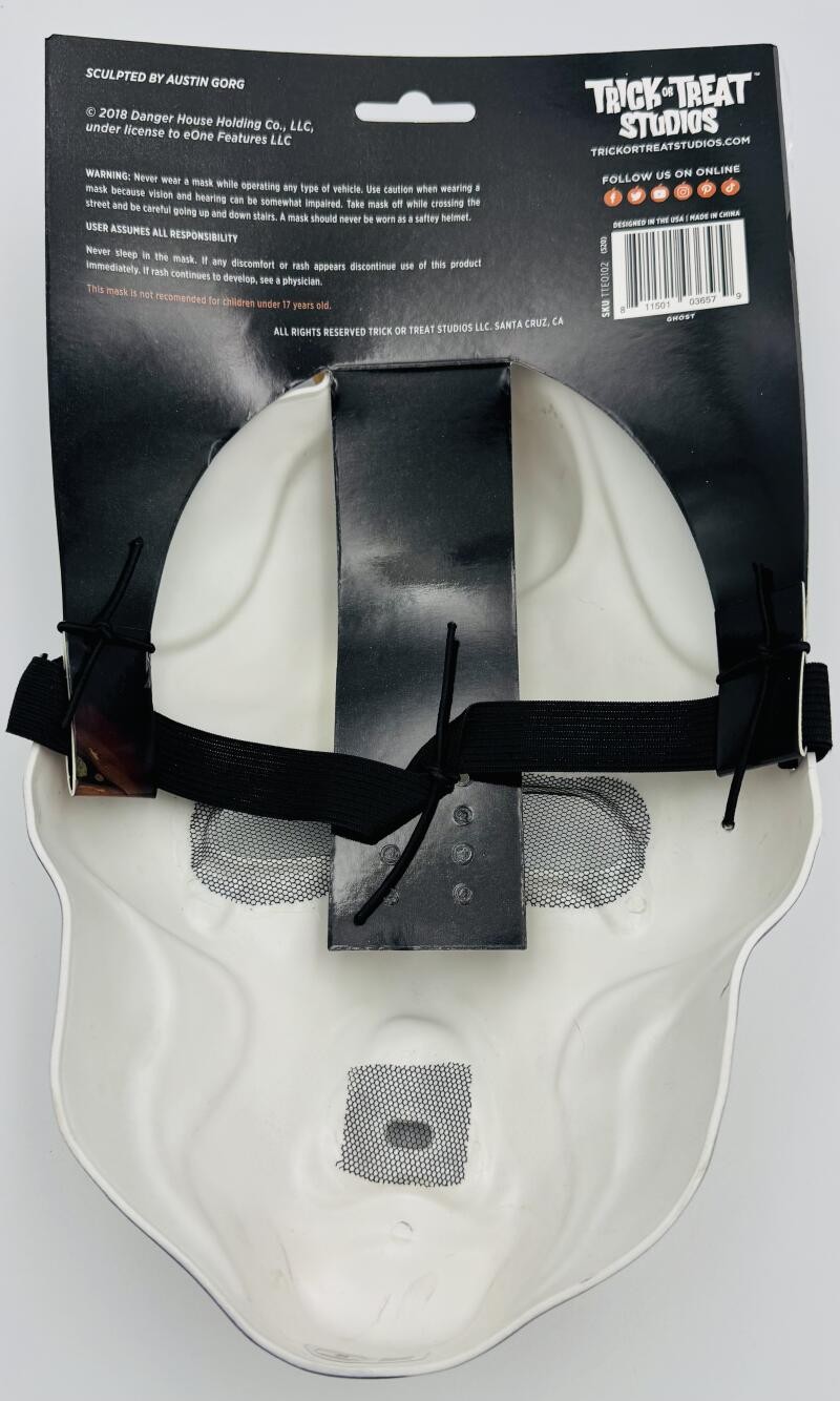 CHANEY MORROW SIGNED HAUNT FULL SIZE GHOST MASK TOTS LICENSED AUTOGRAPH BAS 161