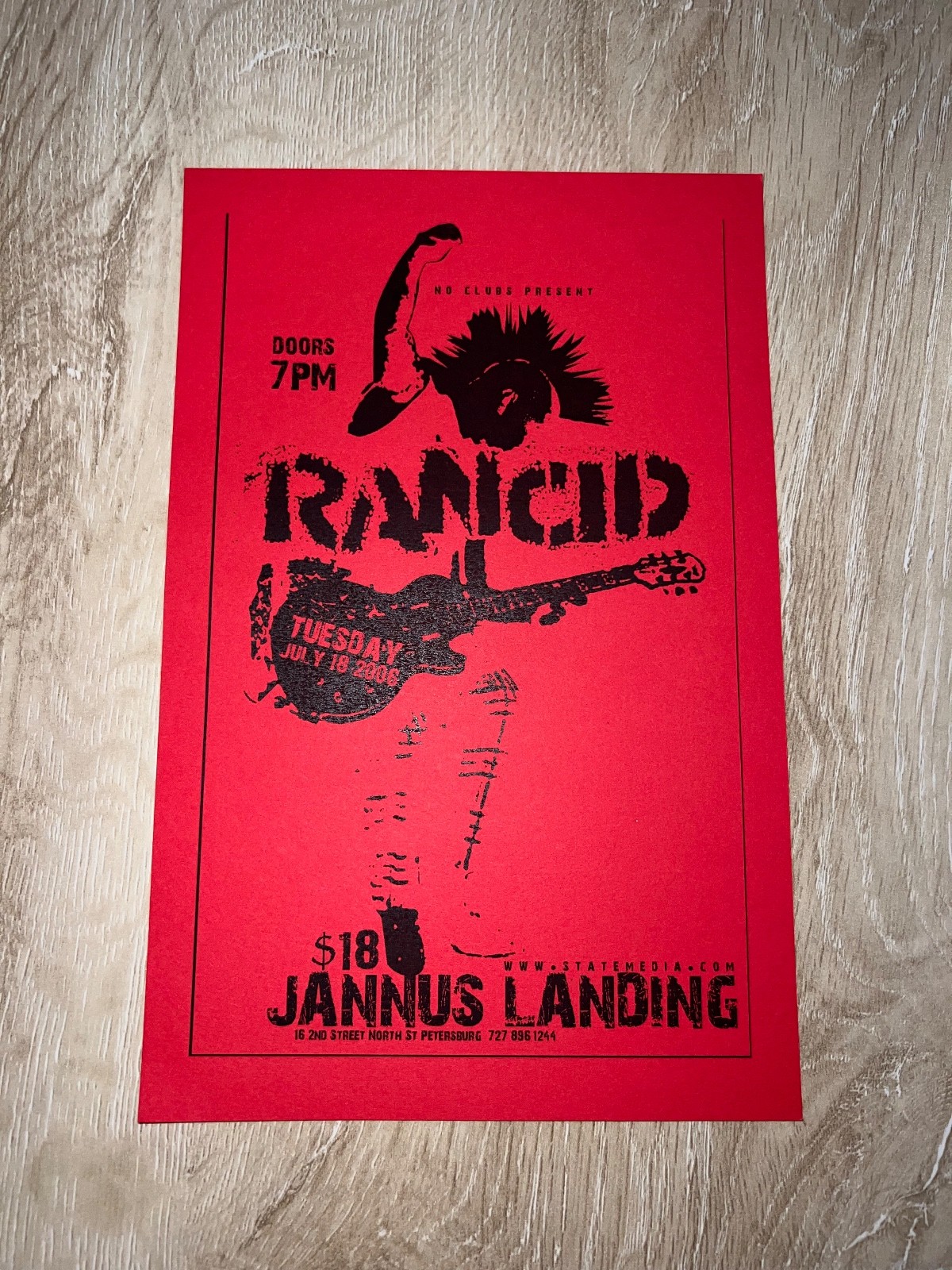 Rancid 2006 Orignal Concert Flyer Jannus Landing St Petersburg Florida
