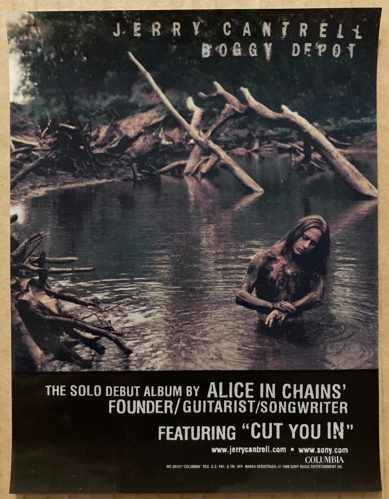 Alice In Chains JERRY CANTRELL Rare PROMO Vinyl WINDOW CLING POSTER of Boggy CD