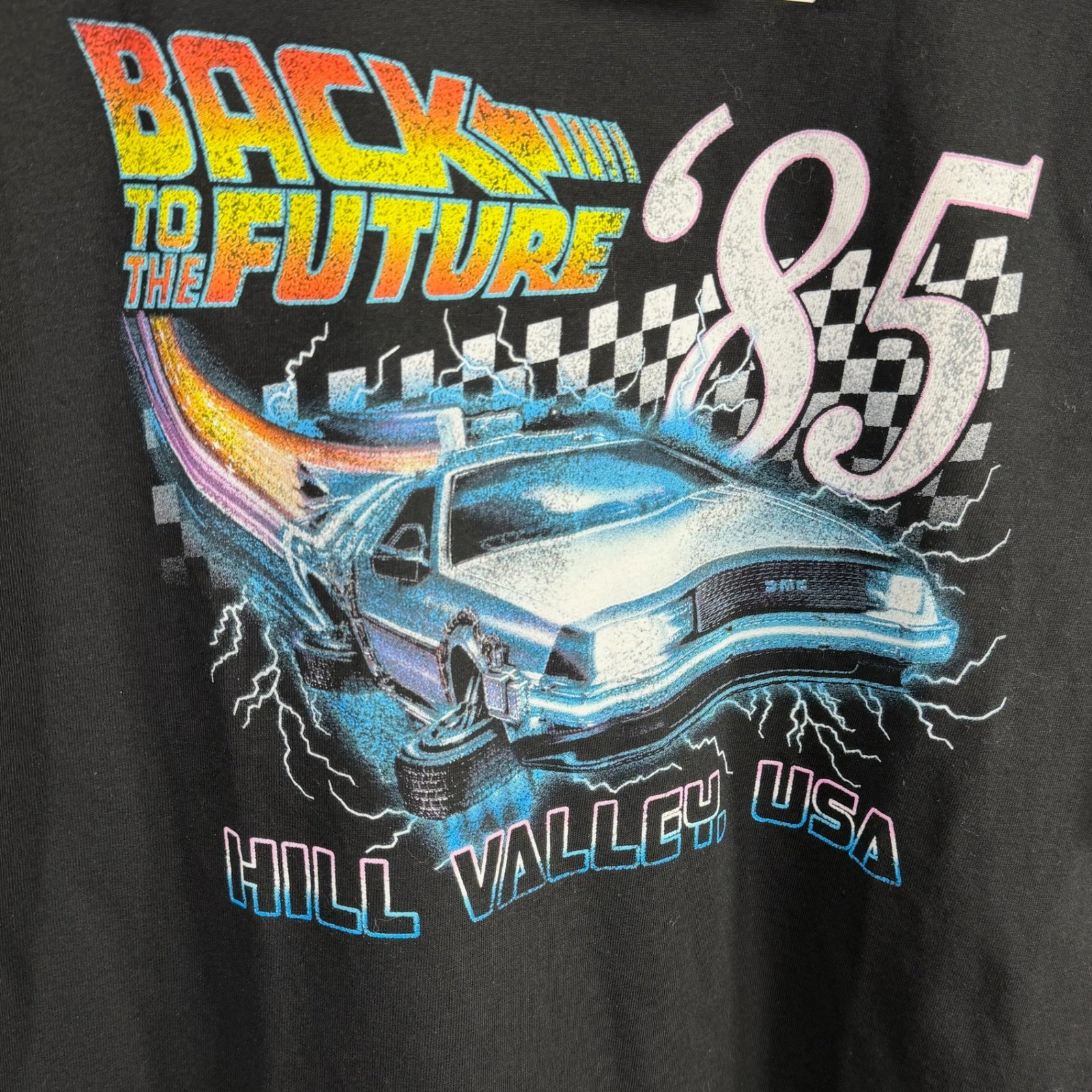 Back to the Future 85 Hill Valley USA Graphic T Shirt Black Size Large