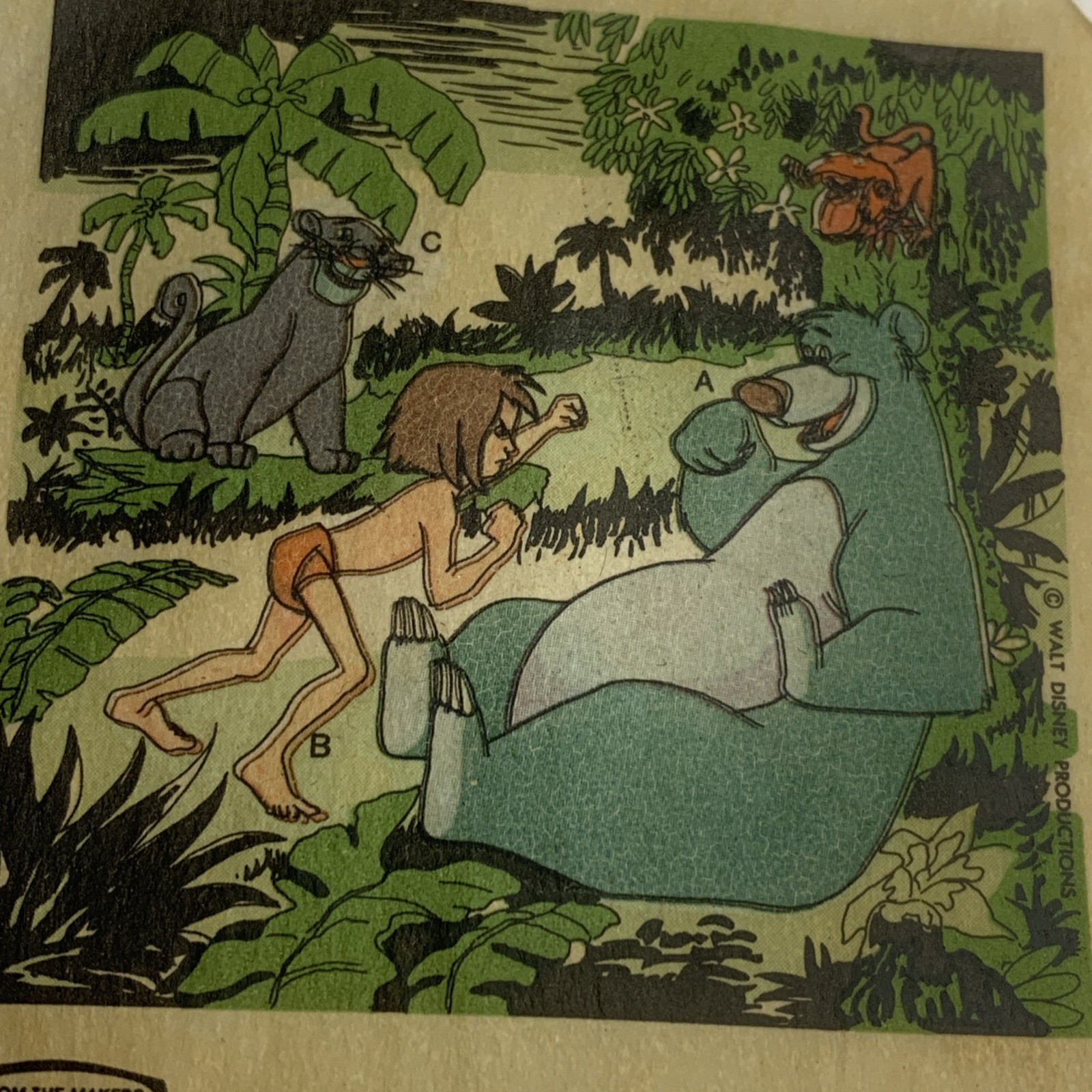 1960s JIFFY POP Popcorn Sticker Insert The Jungle Book #2 Baloo Mowgli Bagheera