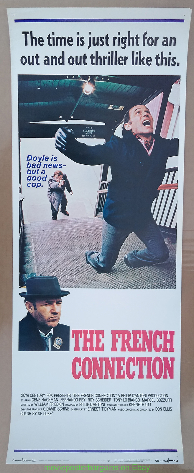FRENCH CONNECTION MOVIE POSTER Insert Size 14×36 Inch GENE HACKMAN 1971