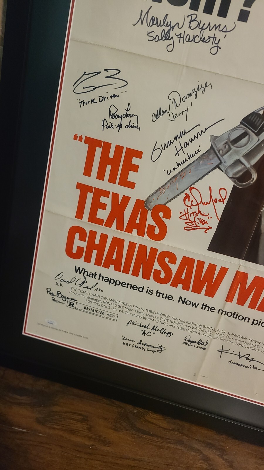 The Texas Chainsaw Massacre 27×41 Framed 1 Sheet Poster Autographed x14 JSA LOA