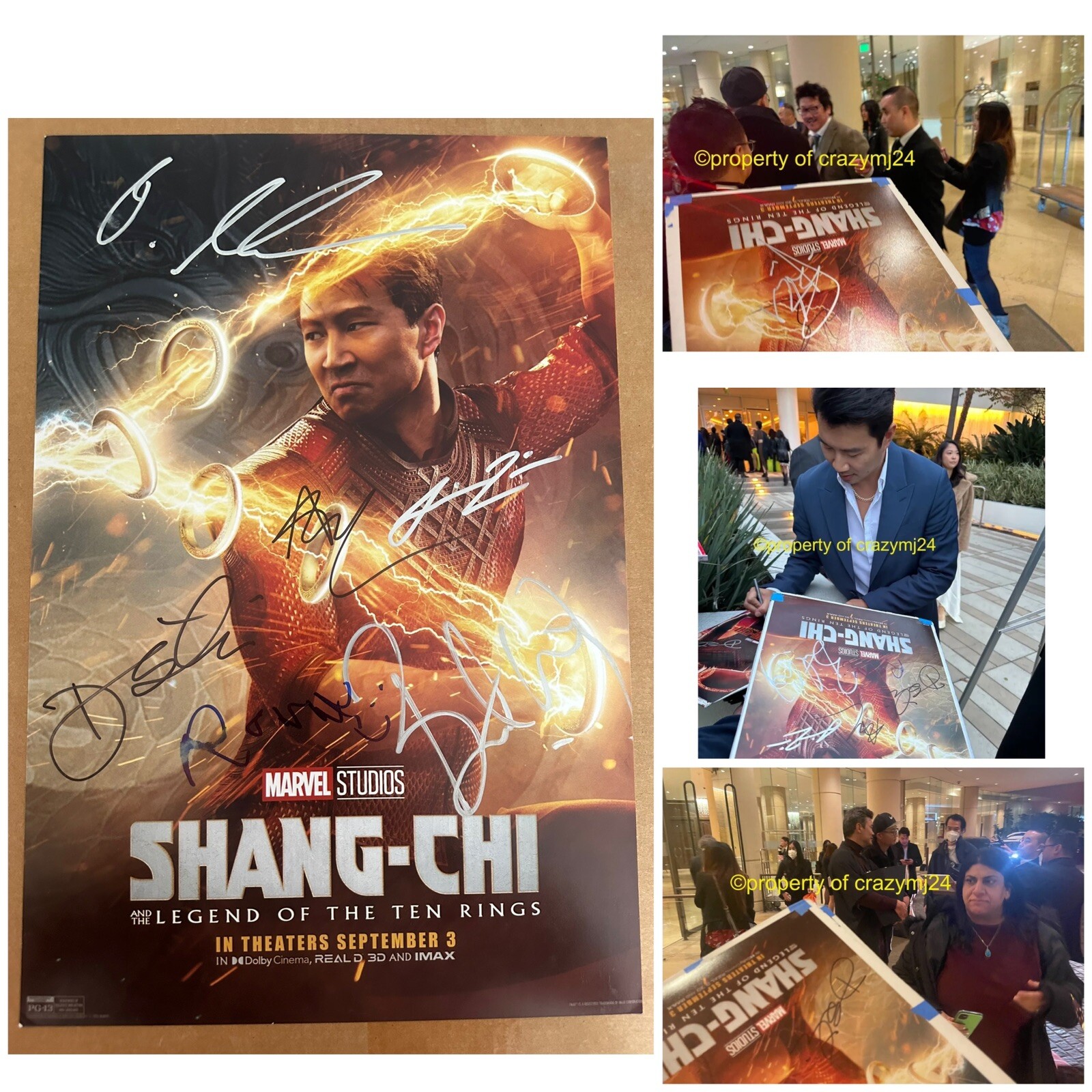 6 Signed Shang Chi Simu Liu Andy Le Benedict Wong Destin Daniel Autograph PROOF