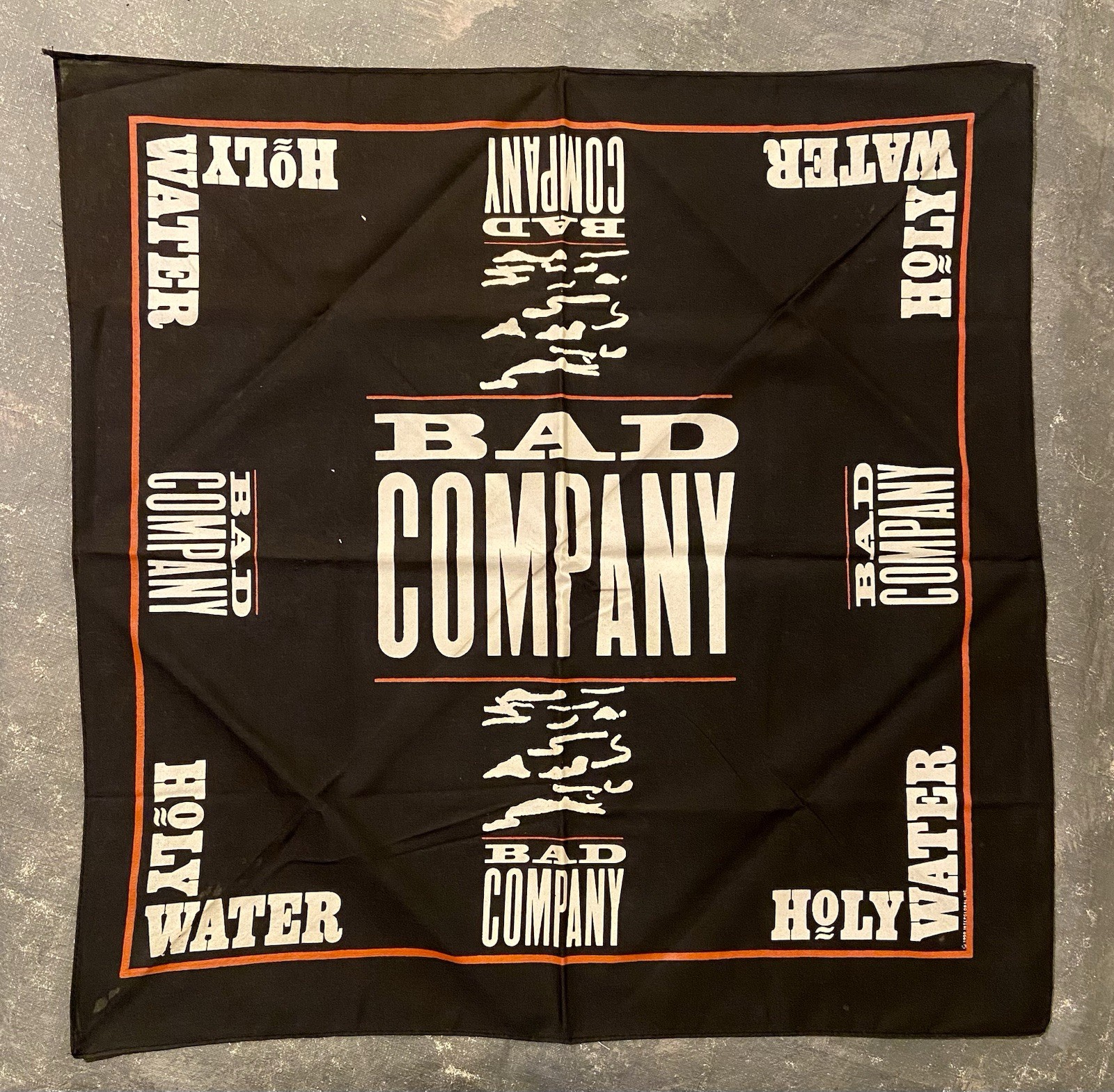 Rare Vtg BAD COMPANY Holy Water 1990 Band Concert Bandana Handkerchief Minty