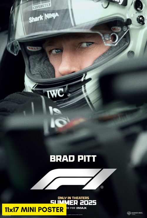 F1 (2025) Movie Poster 11×17 Brad Pitt Racing Cars