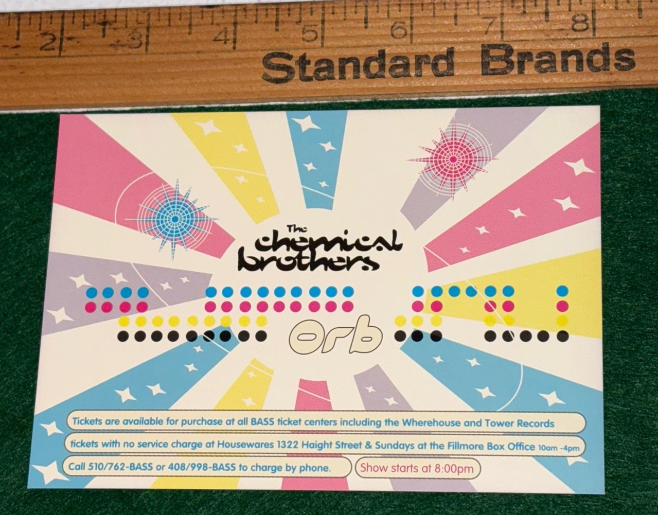 The Chemical Brothers Orb Promo Handbill Sunday May 4 97 Show Kaiser Auditorium