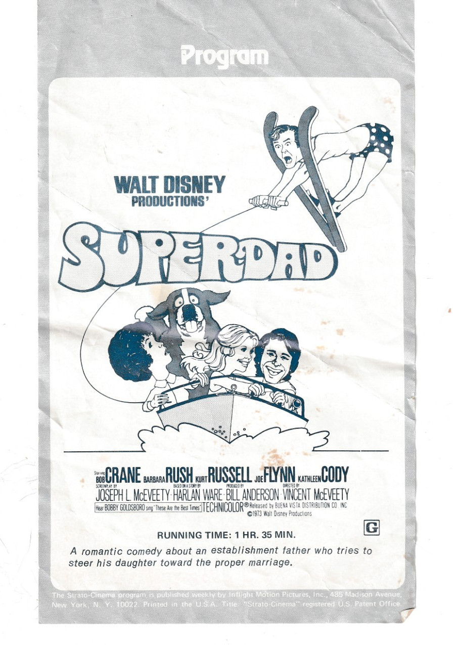 Walt Disney Superdad Program Flyer/Kurt Russell/Bob Crane/Barbara Rush/1973