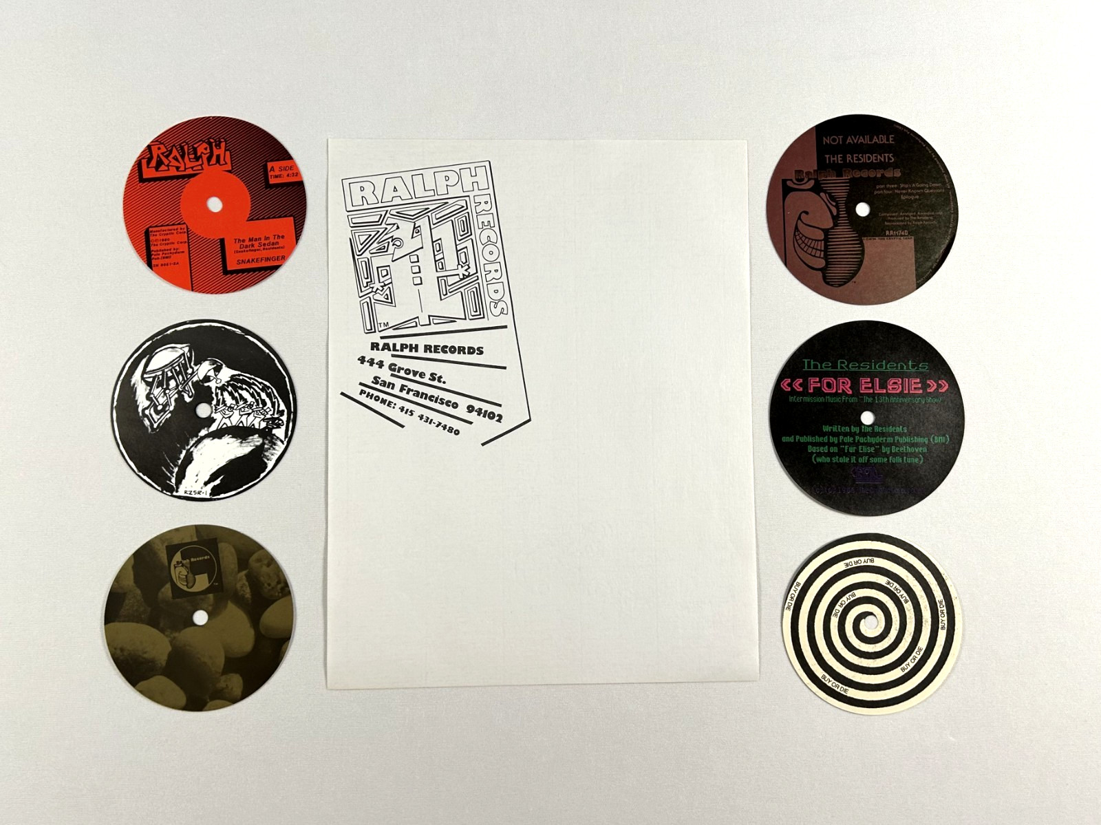 Lot of 7 Ralph Records The Residents LP Labels Mint Stationery Paper Items Rare