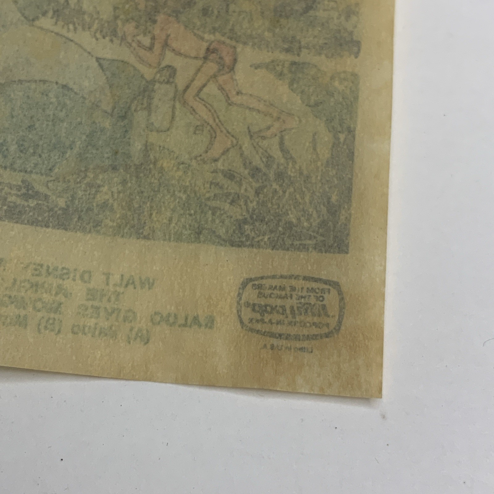 1960s JIFFY POP Popcorn Sticker Insert The Jungle Book #2 Baloo Mowgli Bagheera