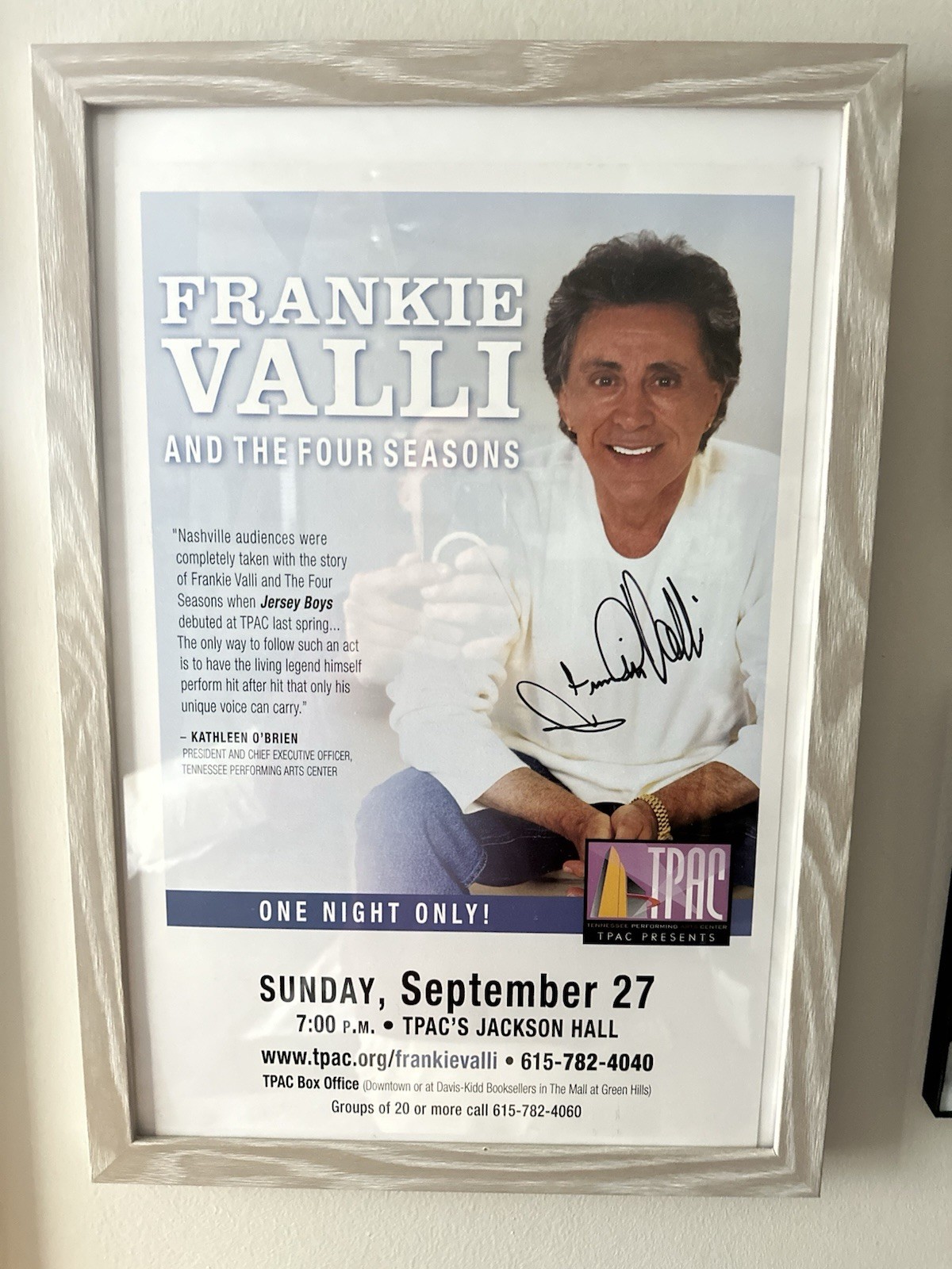 Autographed, Frankie Valli And The Four Seasons Poster Frame Not Included