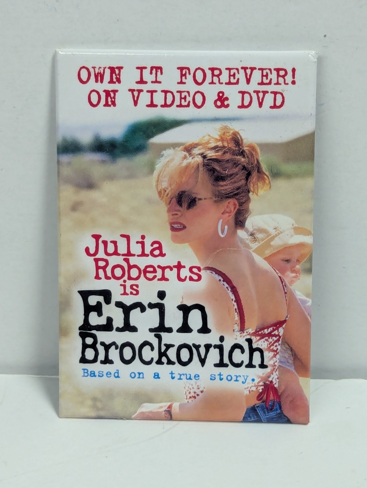 Erin Brockovich DVD Pin Button Julia Roberts Vintage 2000 Promo 2″ x 3″ Metal