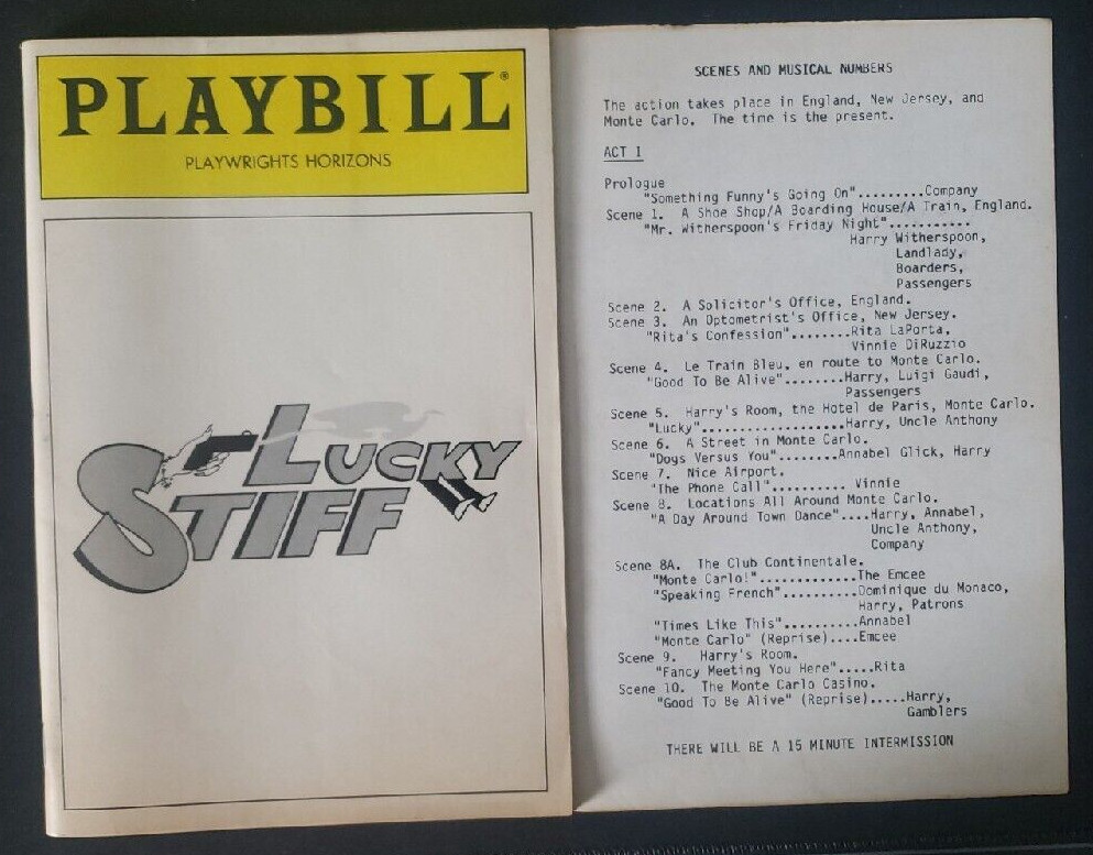 Playbill Lucky Stiff April 1988 Stephen Stout Mary Testa Ron Faber Rare Complete