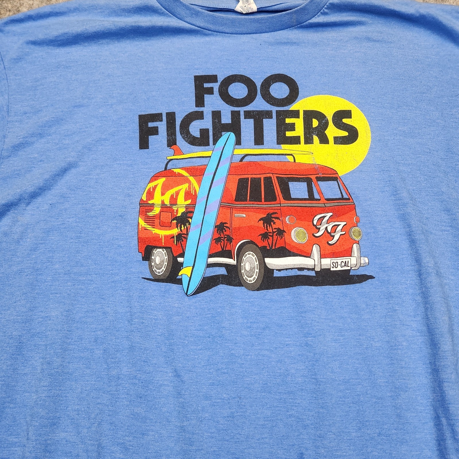 Foo Fighters – Surfboard Van Logo T Shirt Mens 2XL Blue Optima