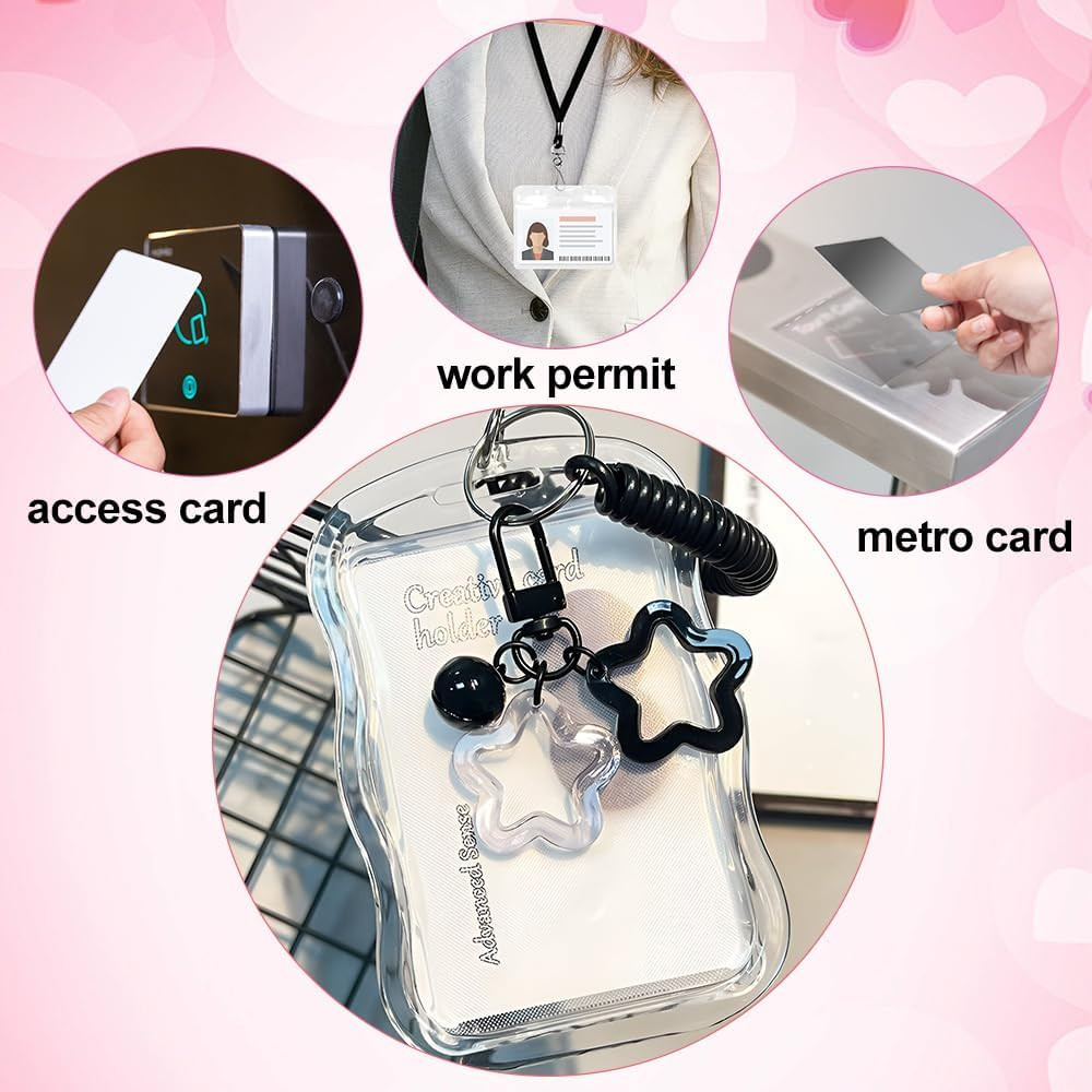 Cute Kpop Photocard Holder Keychain – Transparent Photo Card Protector