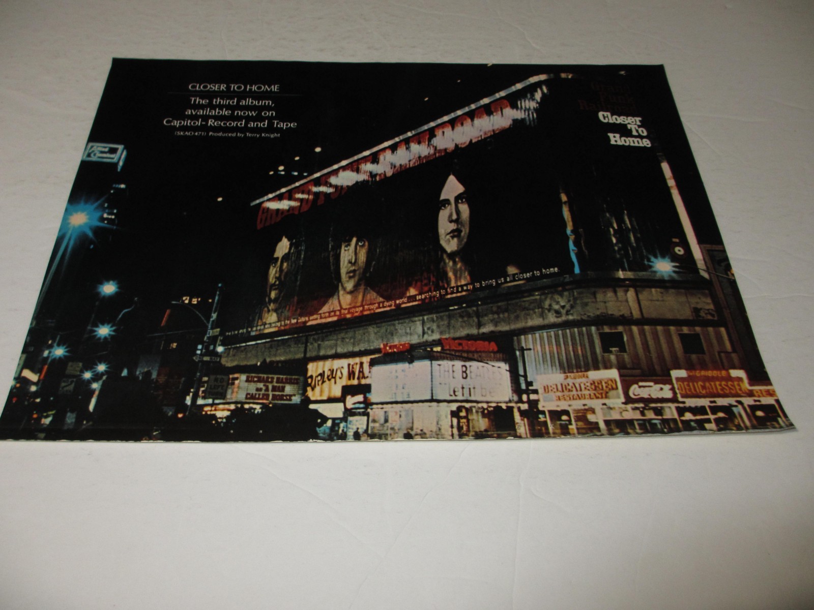 GRAND FUNK RAILROAD Farner original print ad 1970 rare New York City billboard