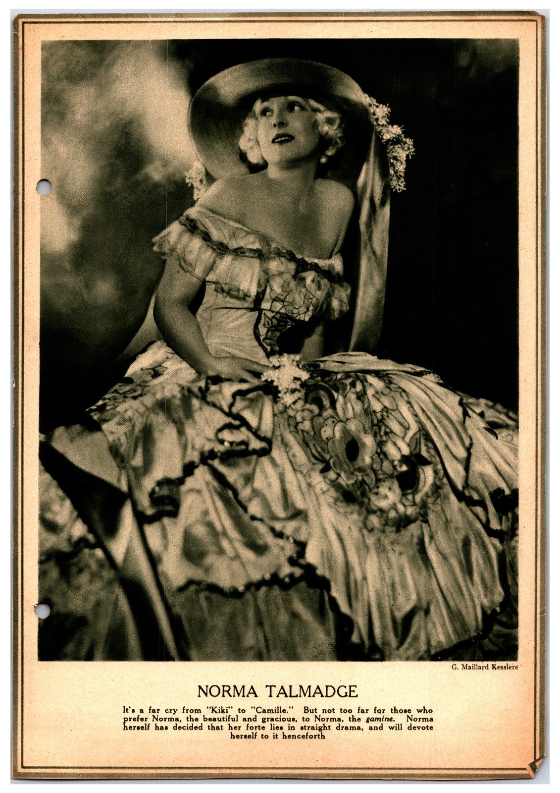 Norma Talmadge – “Silent Movie Star” – 1920s Original Magazine Page
