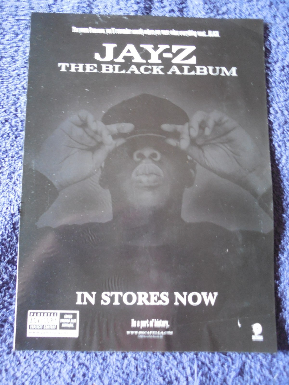 Jay-Z The Black Album Promotional Cling poster For Retail Stores 2003