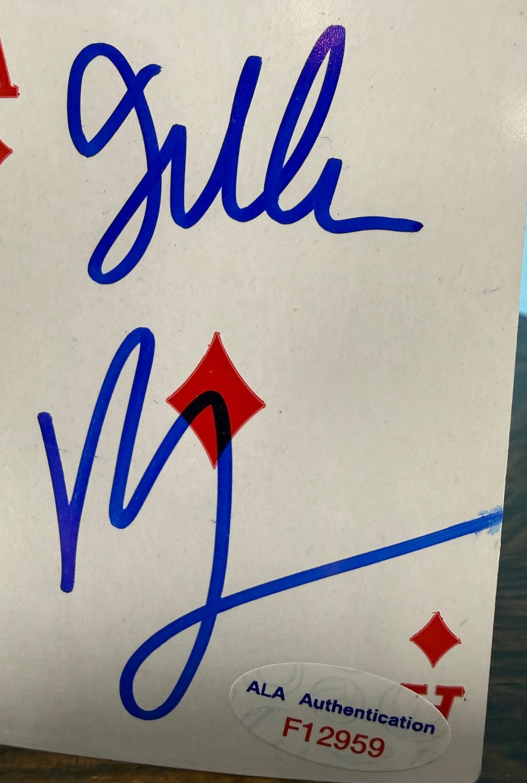 Penn & Teller Signed Playing Card 4 ALA Authenticated Excellent