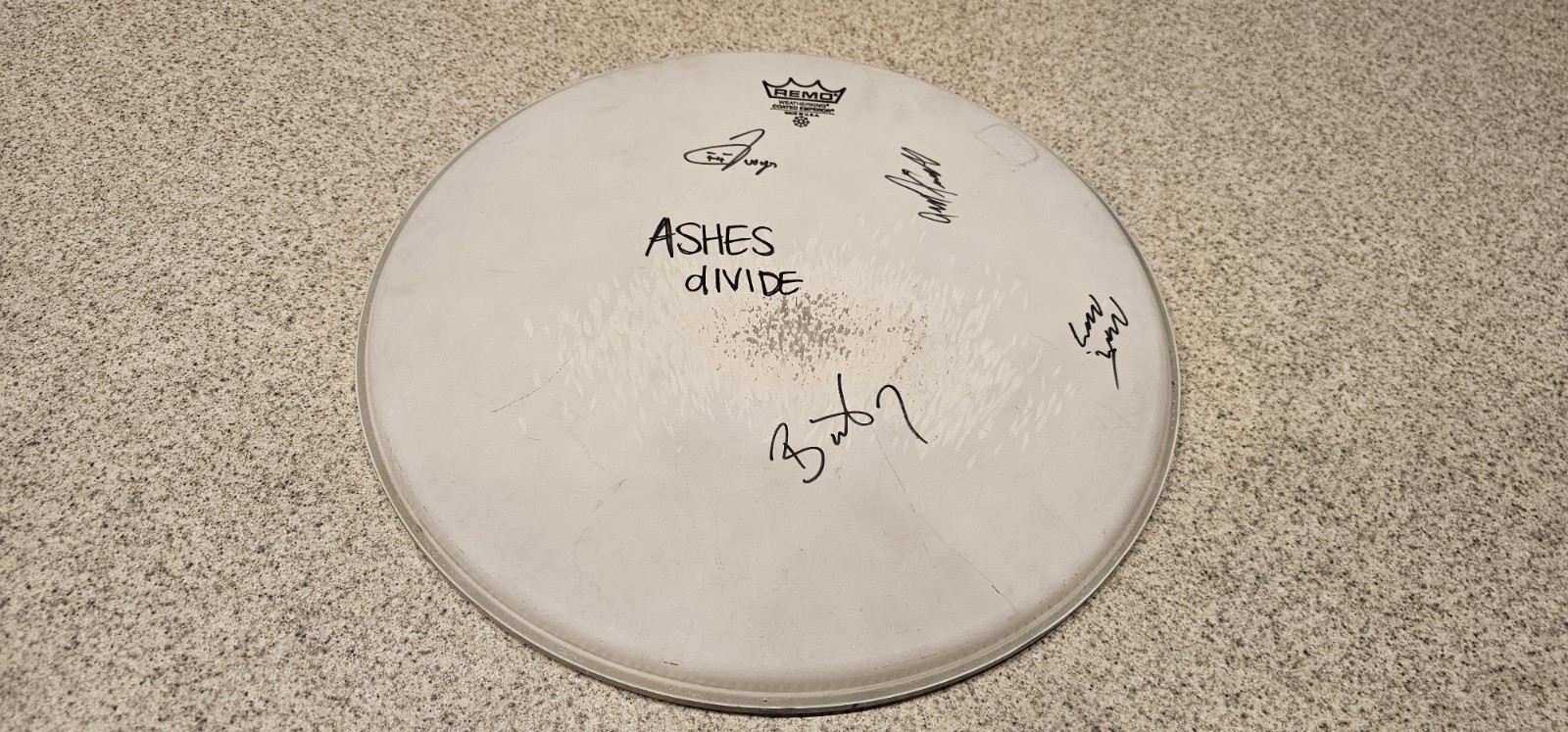 Signed Ashes Divide Concert Used Drumhead, Billy Howerdel, Tool, Perfect Circle