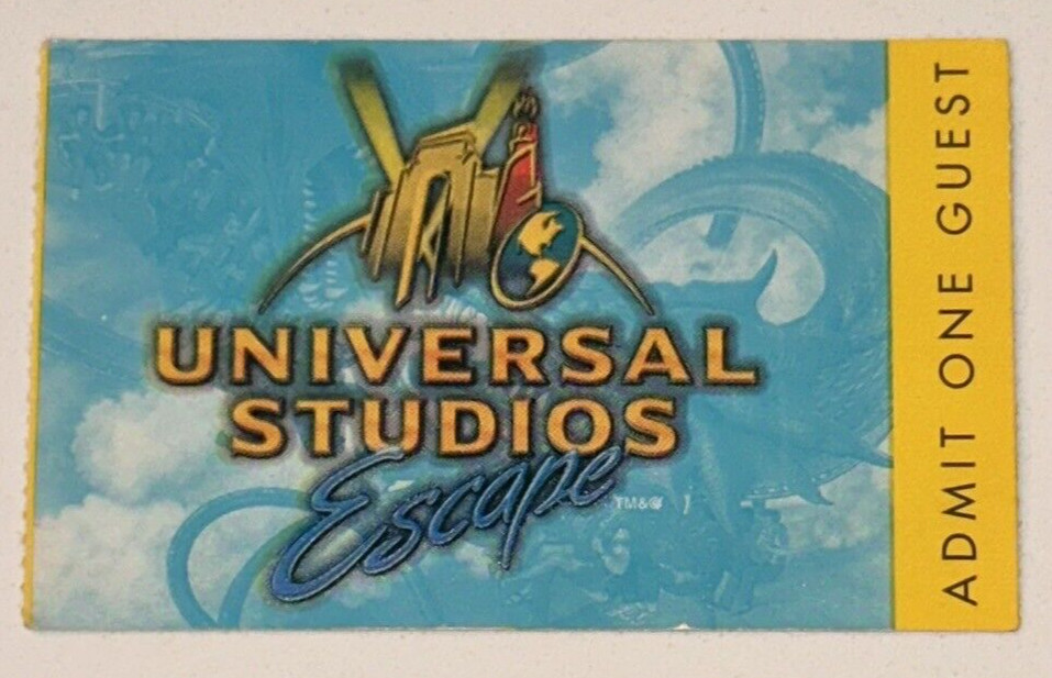 Universal Studios ESCAPE Amusement Park Admit 1 One Day Pass Ticket Stub 6/29/99