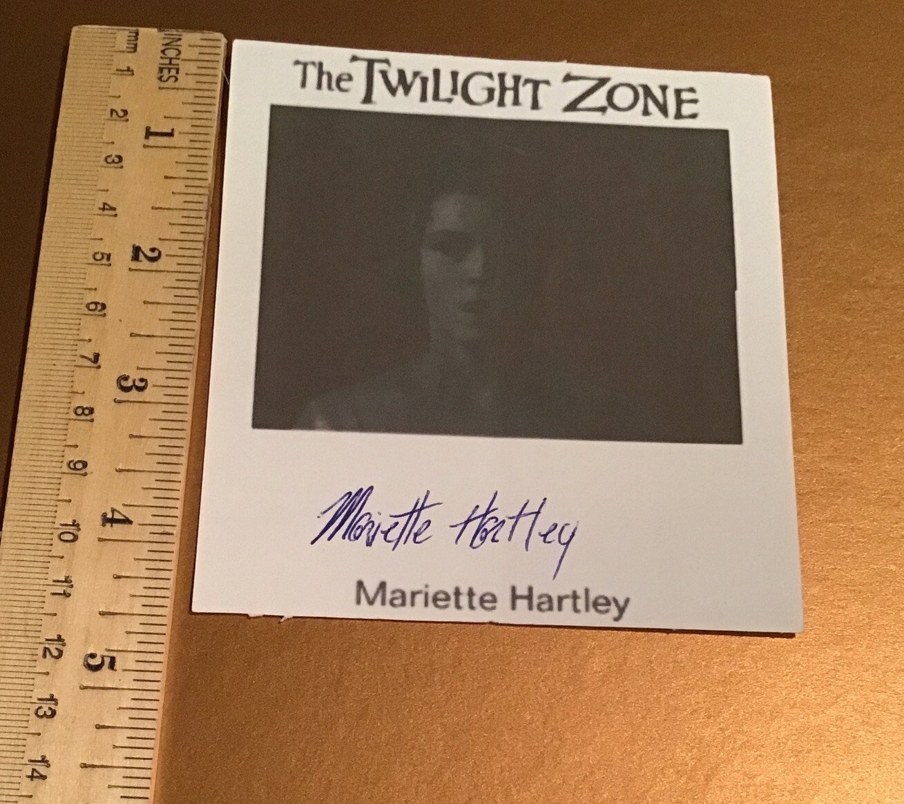 twilight zone autograph Mariette Hartley The Long Morrow 4×41/2 COA