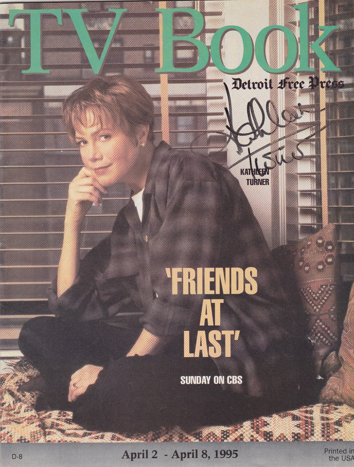 Kathleen Turner signed 8.25×10.75 inch Detroit Free Press TV Guide Body Heat