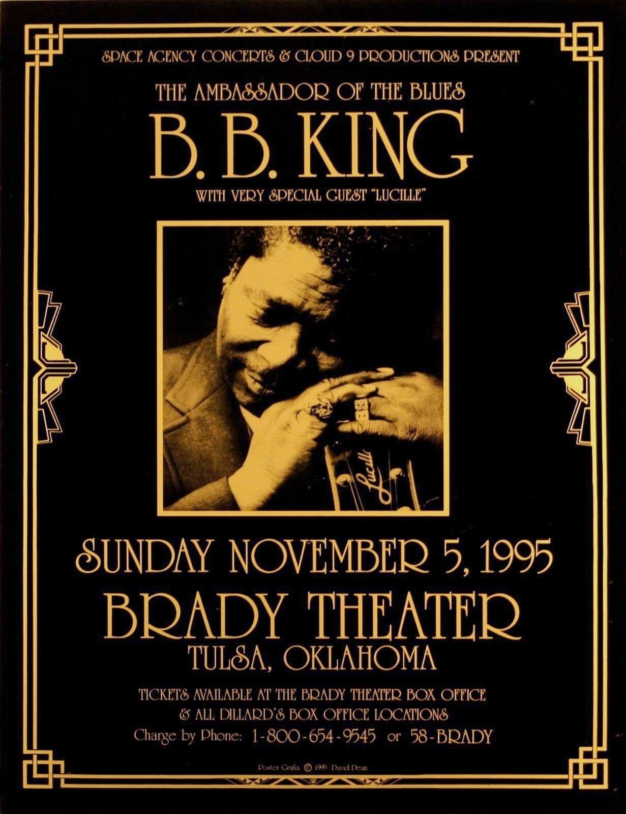 B.B. KING “AMBASSADOR OF THE BLUES” 1995 TULSA, OKLAHOMA CONCERT POSTER
