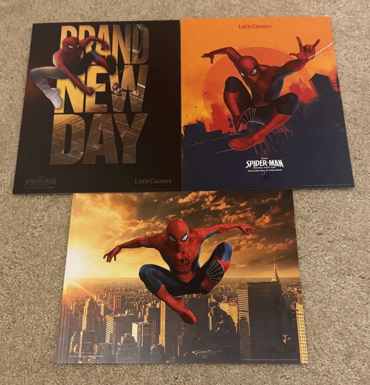 Spider-Man Brand New Day set of 3 Posters Little Caesars 8.5” x 11” Collectables