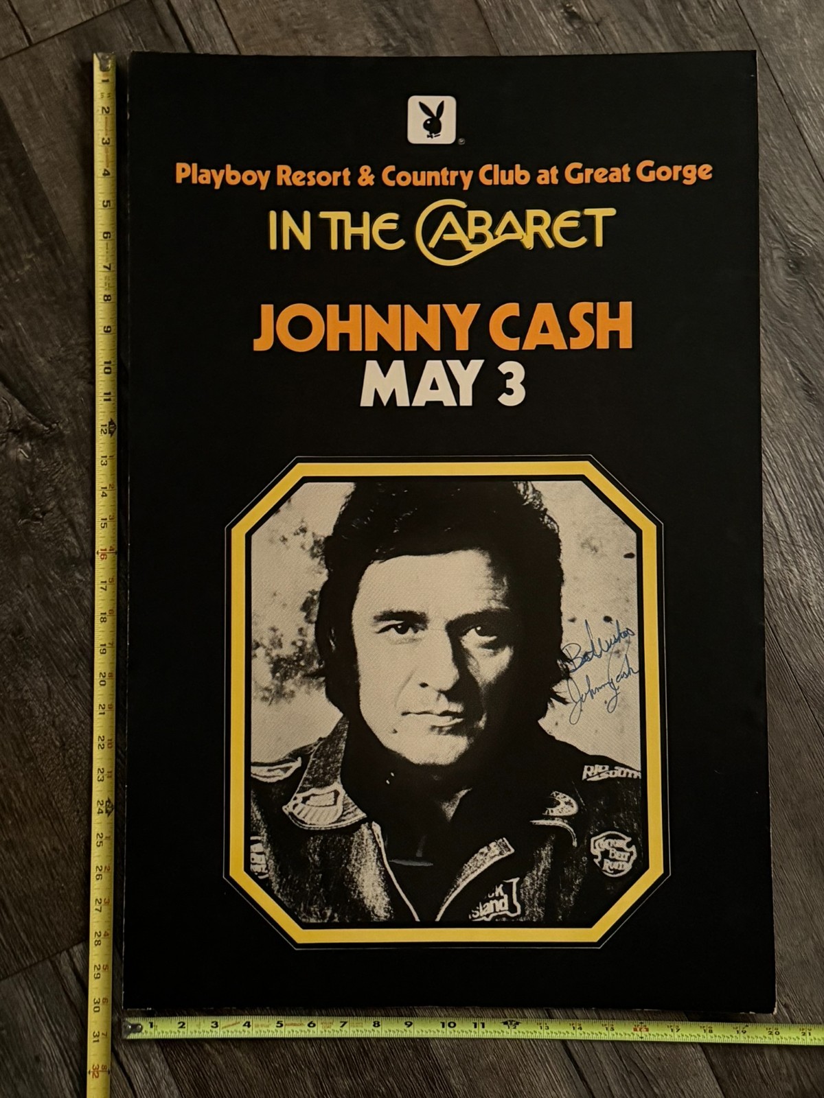 JOHNNY CASH Concert Poster Sign SIGNED AUTOGRAPH Playboy Club Great Gorge NJ