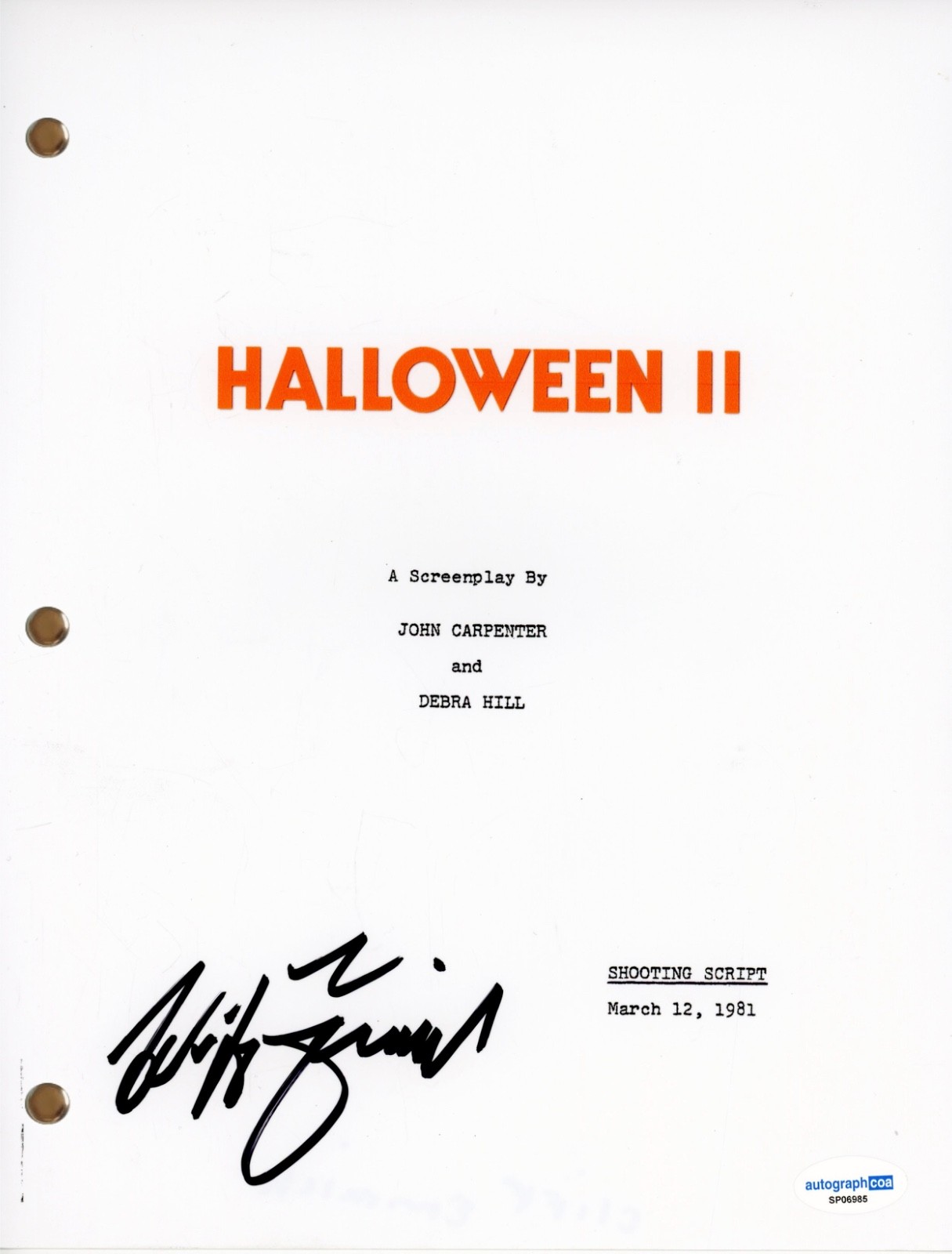 Cliff Emmich Signed Autograph Halloween II Movie Script Horror Mr. Garrett ACOA