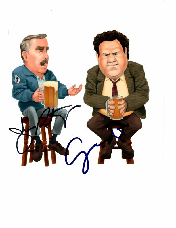 GEORGE WENDT and JOHN RATZENBERGER signed 8×10 CHEERS NORM & CLIFF photo