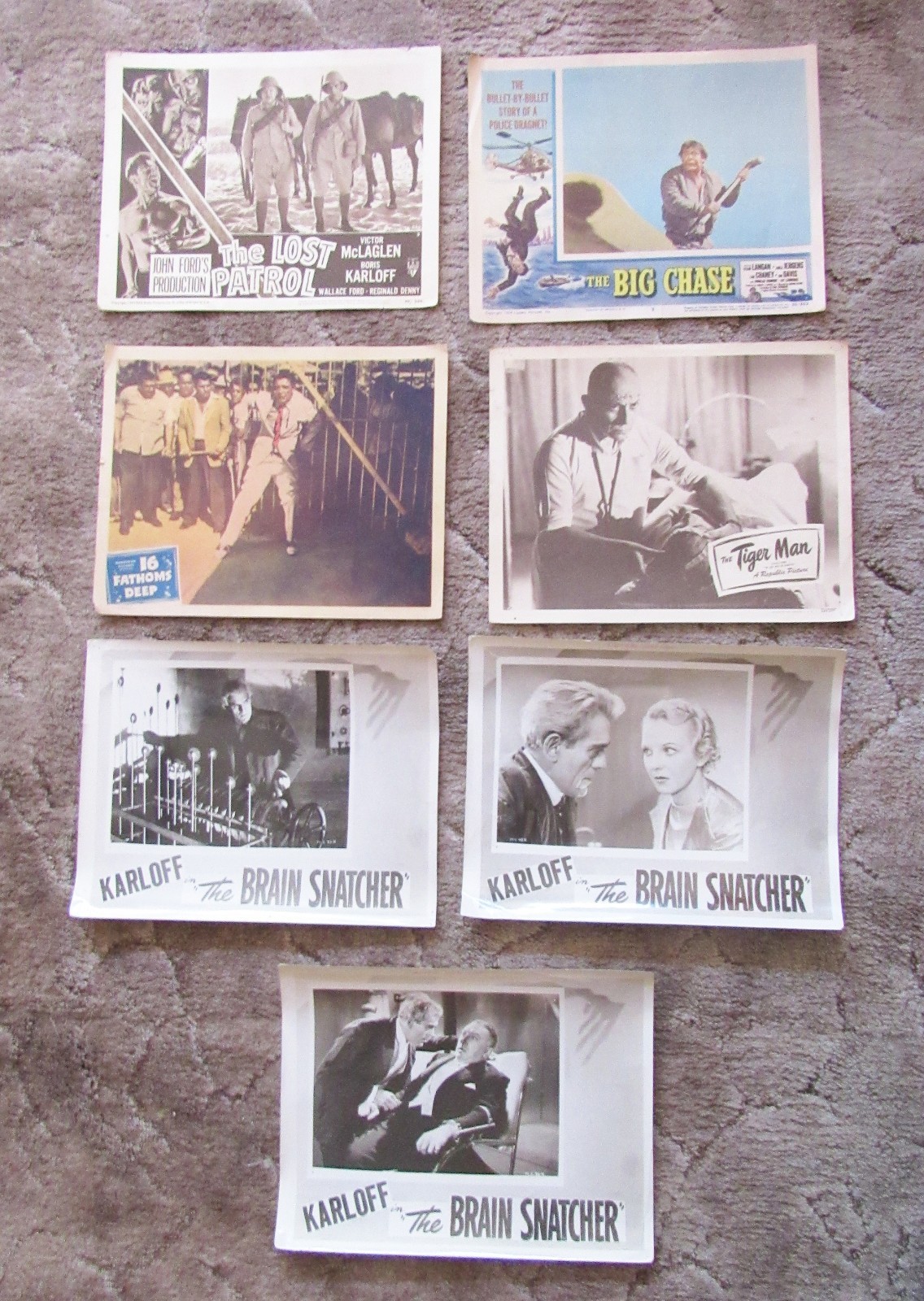 HORROR LOBBY CARDS – BORIS KARLOFF – LON CHANEY JR. – FORREST JACKERMAN COLL.