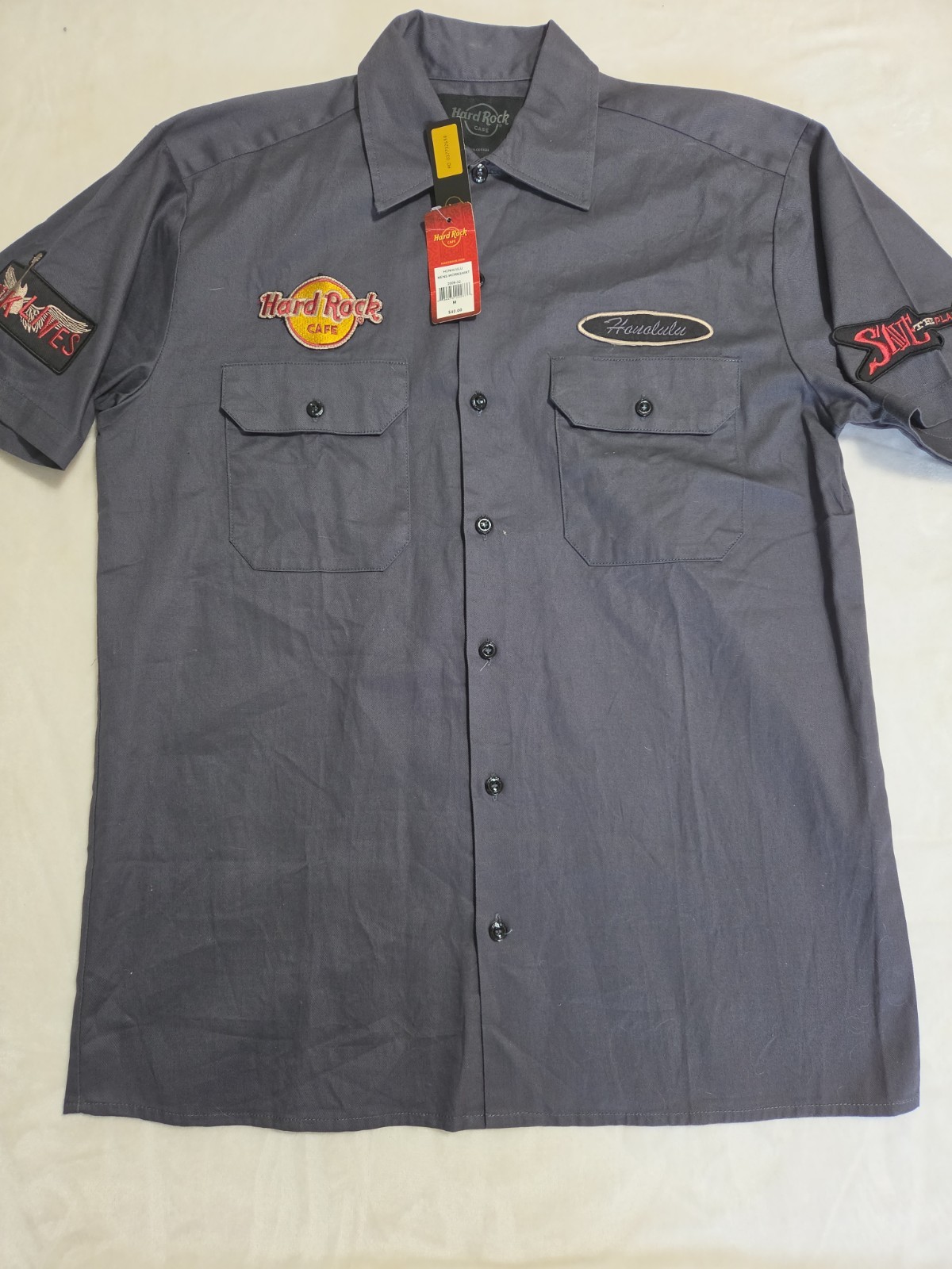 MENS Button Front Collared Shirt Hard Rock Cafe Honolulu