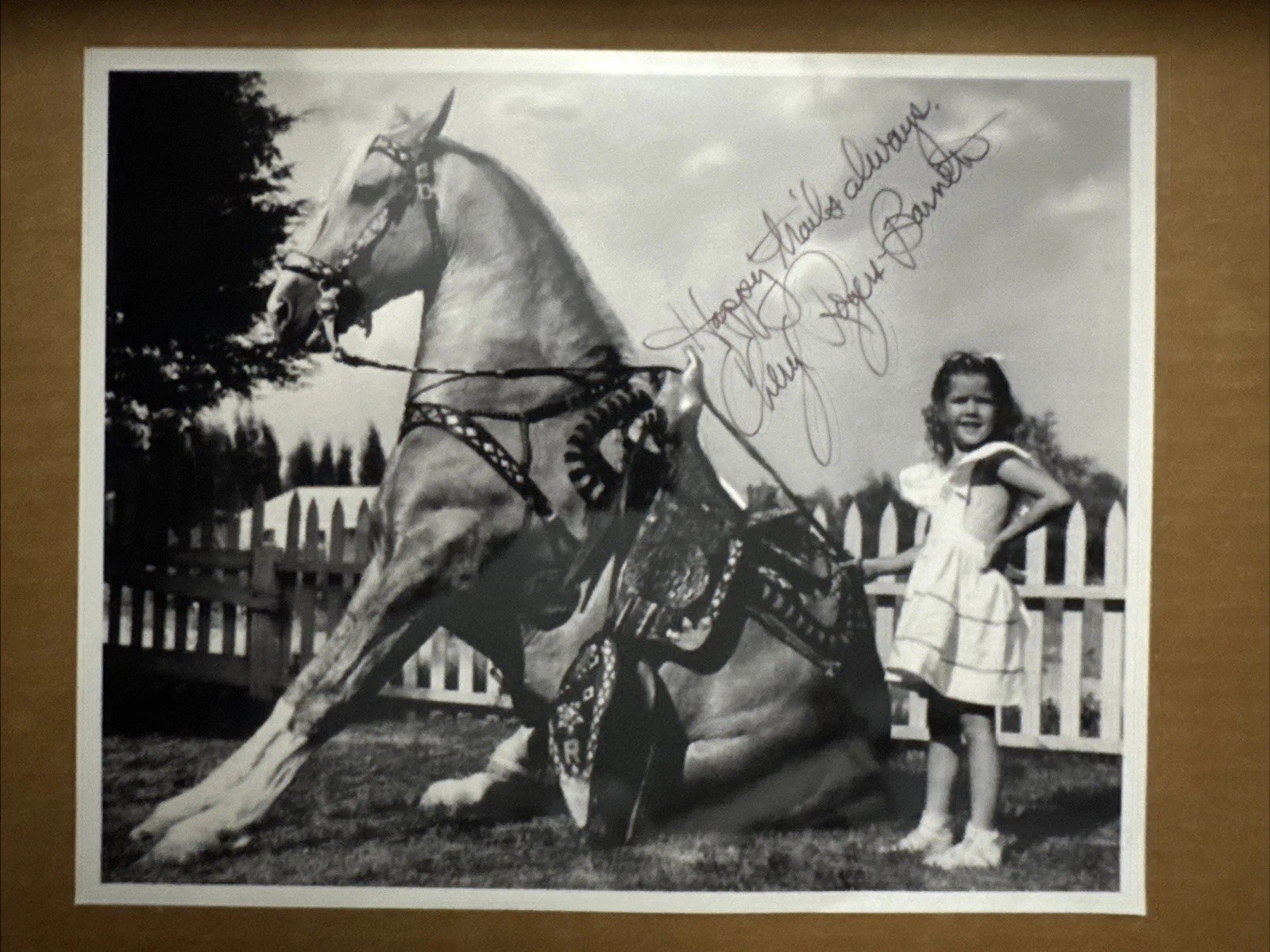 CHERYL ROGERS BARNETT SIGNED Autographed 8×10 ROY ROGERS DAUGHTER with Trigger