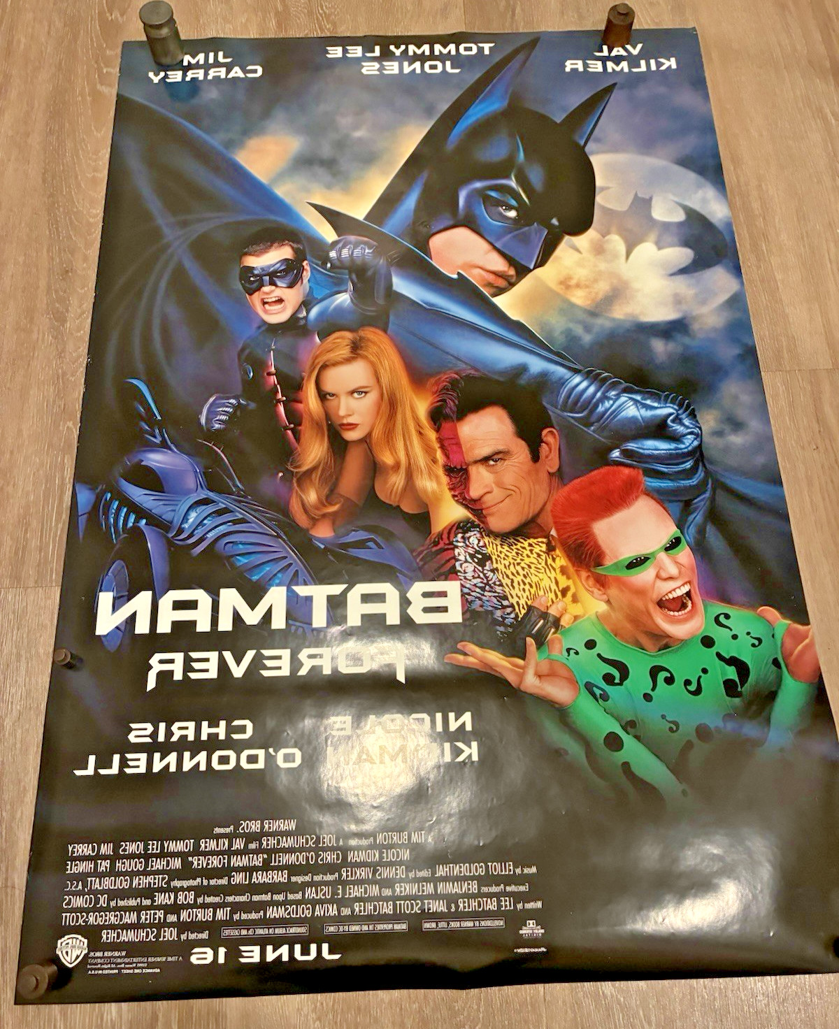 1995 ORIGINAL BATMAN ONE SHEET MOVIE POSTER 27 X 41 DOUBLE SIDED NRMT NOS